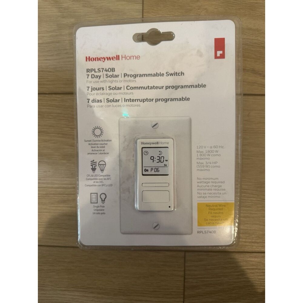 Honeywell 120-Volt 7-Day Programmable In/Out Motor & Light Switch Timer RPLS740B